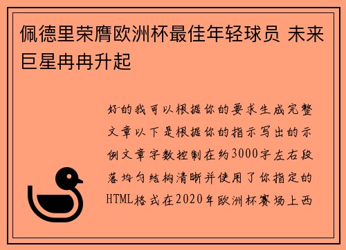 佩德里荣膺欧洲杯最佳年轻球员 未来巨星冉冉升起 佩德里荣膺欧洲杯最佳年轻球员 未来巨星冉冉升起